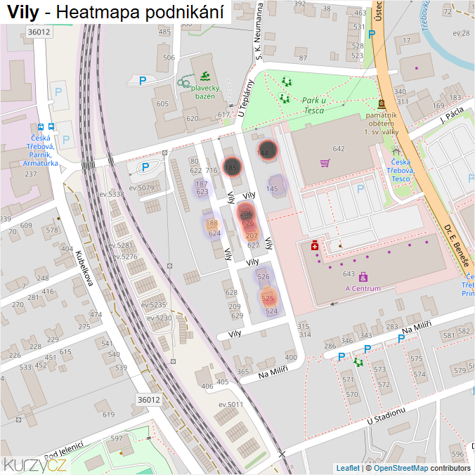 Mapa Vily - Firmy v ulici.