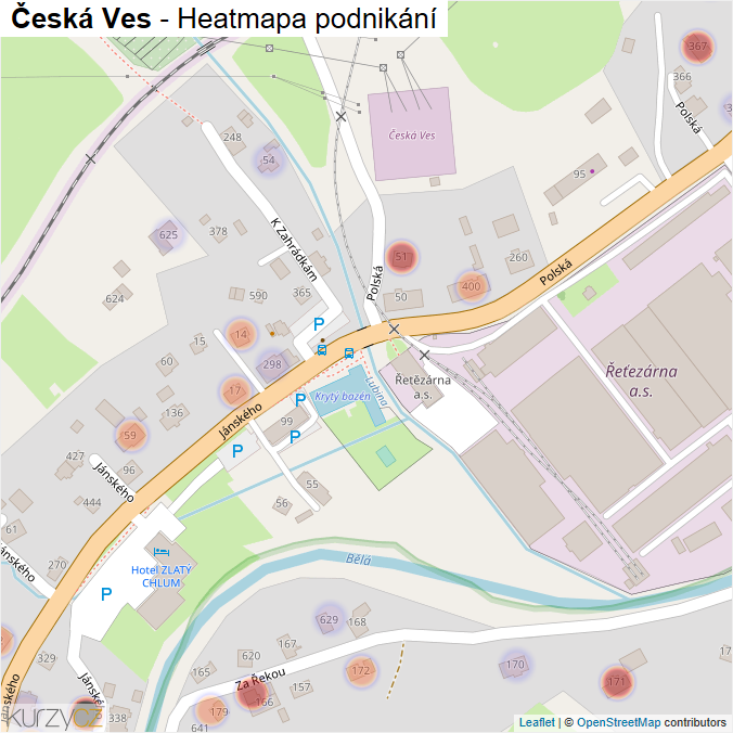 Mapa Česká Ves - Firmy v části obce.