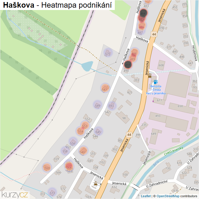 Mapa Haškova - Firmy v ulici.