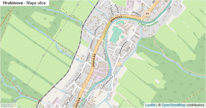 Hrubínova - mapa ulice