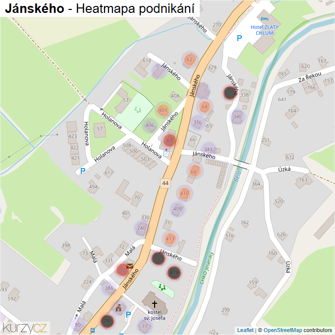 Mapa Jánského - Firmy v ulici.