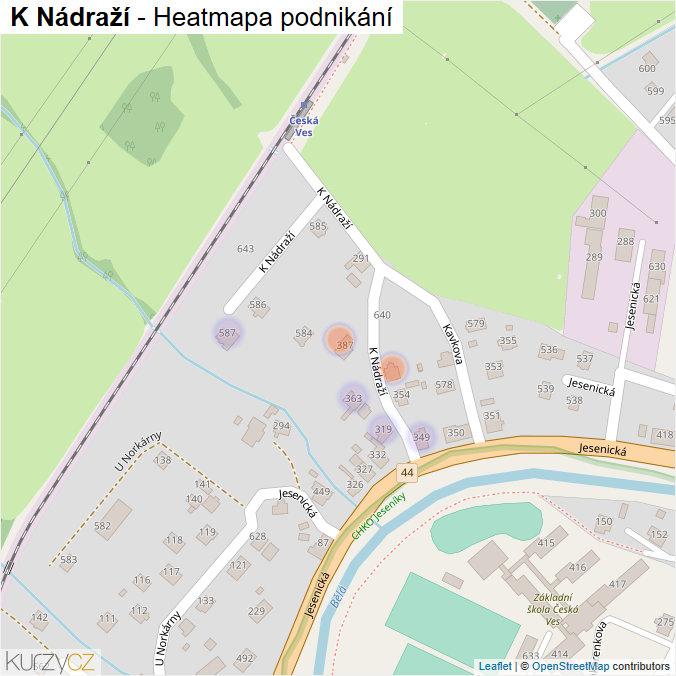 Mapa K Nádraží - Firmy v ulici.