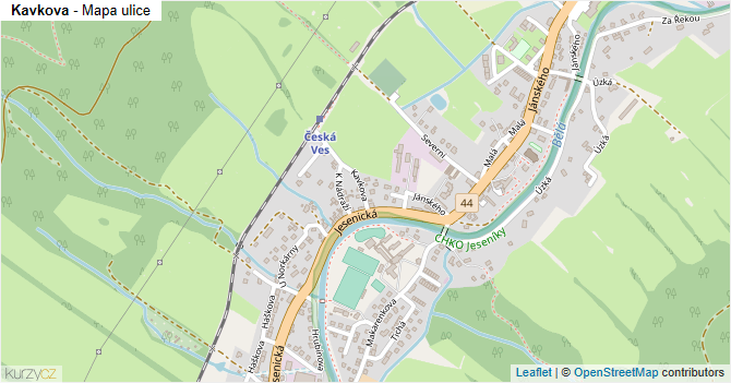 Kavkova - mapa ulice