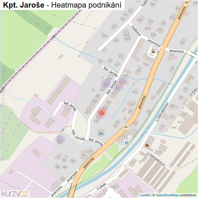 Mapa Kpt. Jaroše - Firmy v ulici.