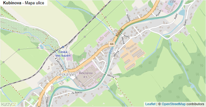 Kubínova - mapa ulice