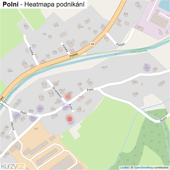 Mapa Polní - Firmy v ulici.