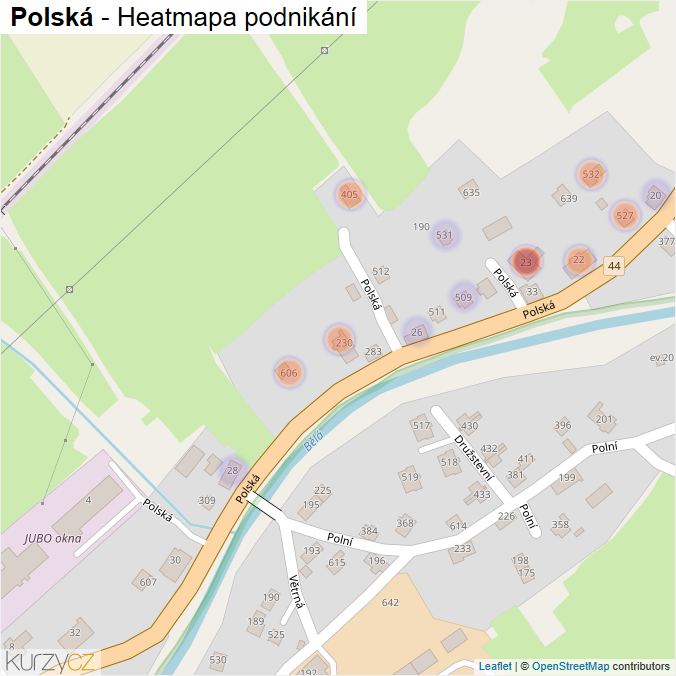 Mapa Polská - Firmy v ulici.