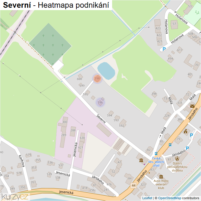 Mapa Severní - Firmy v ulici.