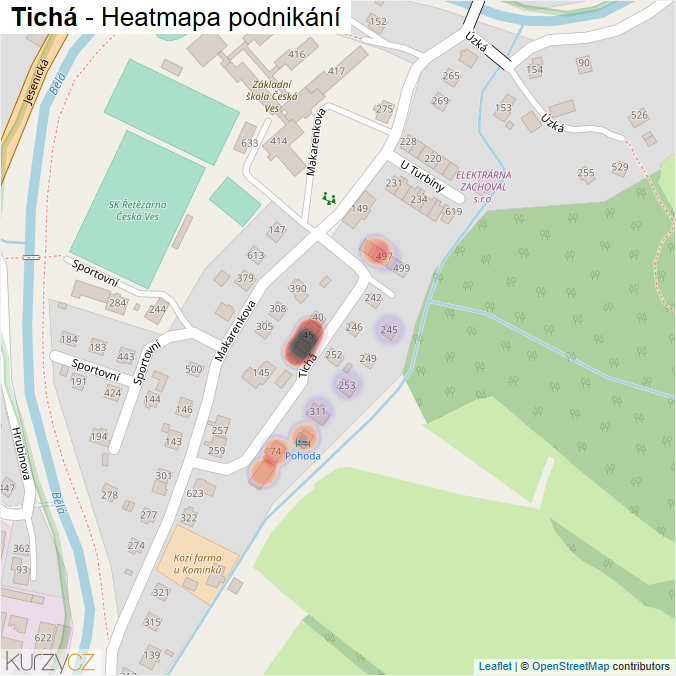 Mapa Tichá - Firmy v ulici.