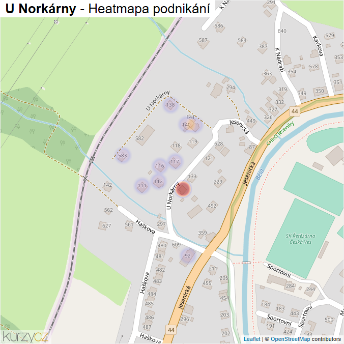 Mapa U Norkárny - Firmy v ulici.
