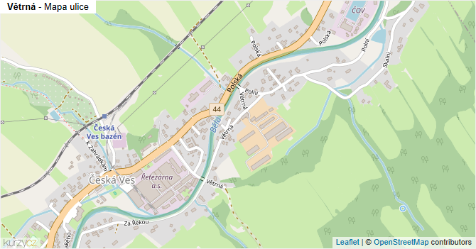 Větrná - mapa ulice