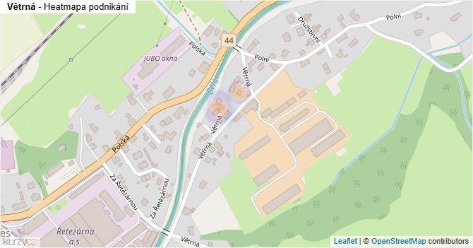 Větrná - mapa podnikání