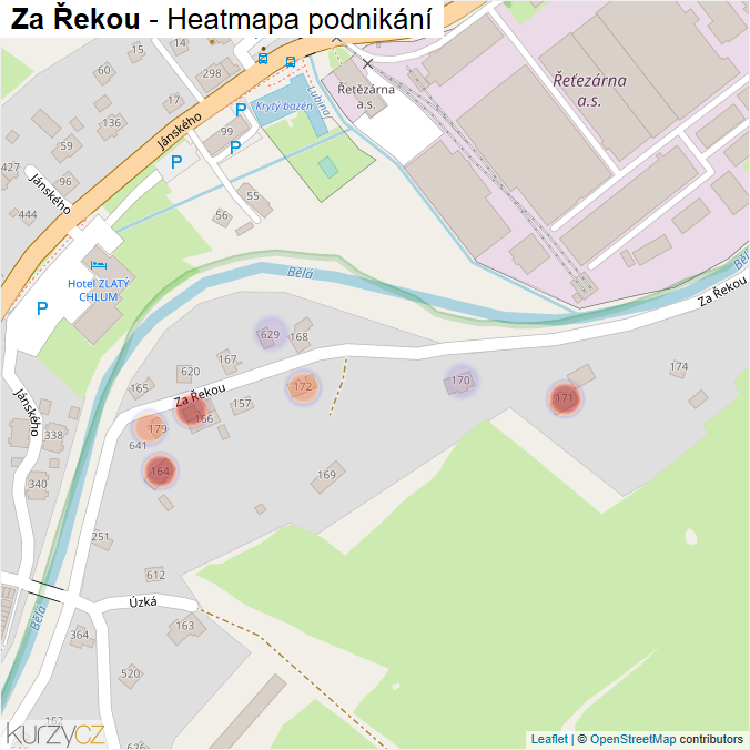 Mapa Za Řekou - Firmy v ulici.