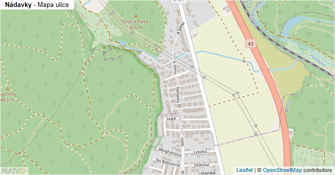 Nádavky - mapa ulice