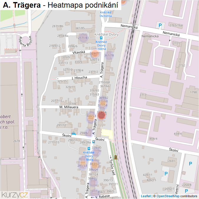 Mapa A. Trägera - Firmy v ulici.