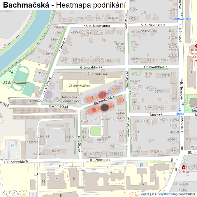 Mapa Bachmačská - Firmy v ulici.