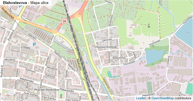 Blahoslavova - mapa ulice