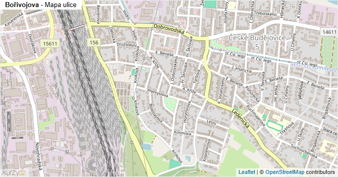Bořivojova - mapa ulice