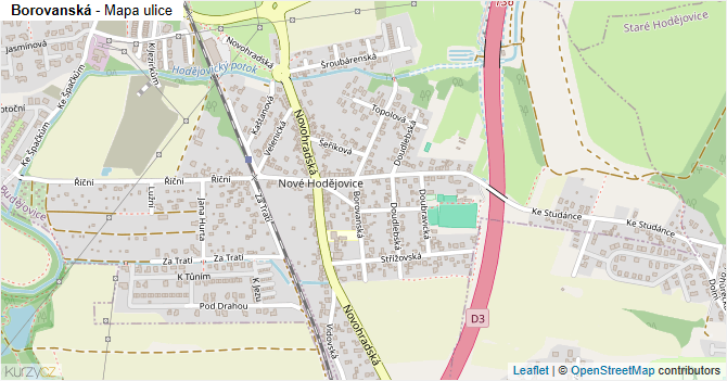 Borovanská - mapa ulice