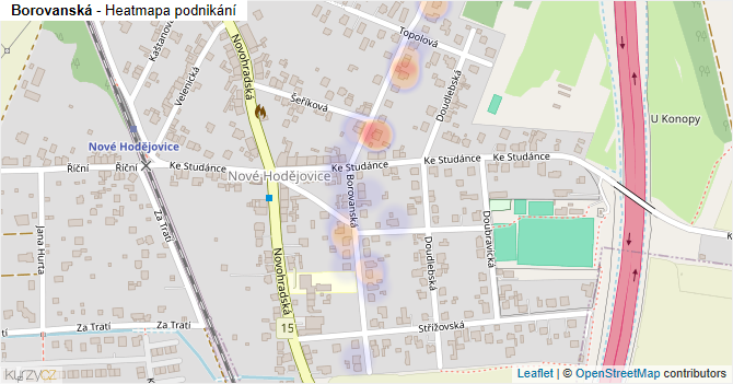 Borovanská - mapa podnikání