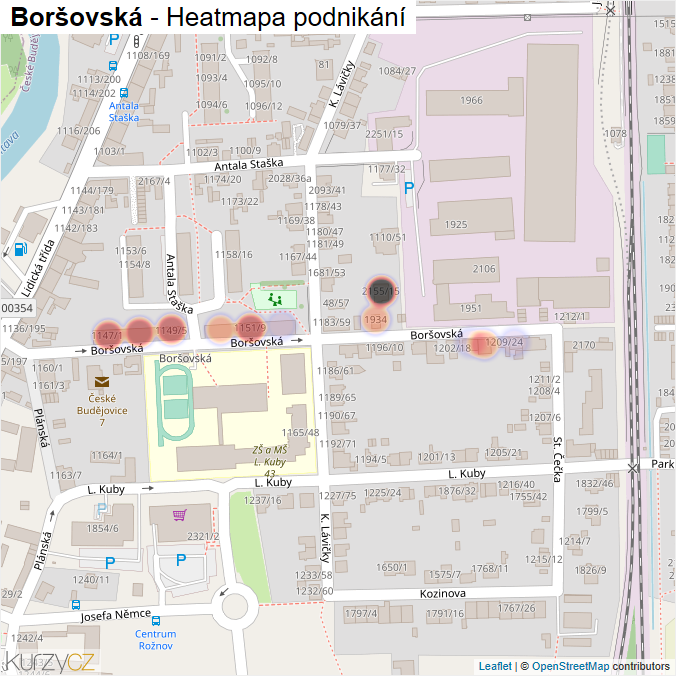 Mapa Boršovská - Firmy v ulici.
