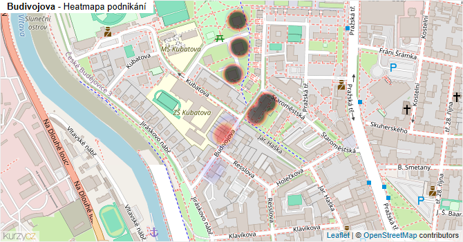 Budivojova - mapa podnikání