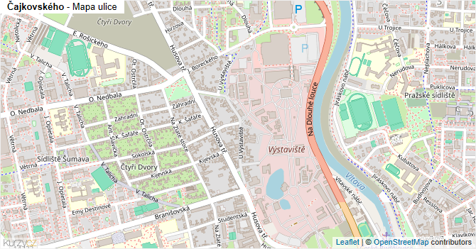 Čajkovského - mapa ulice
