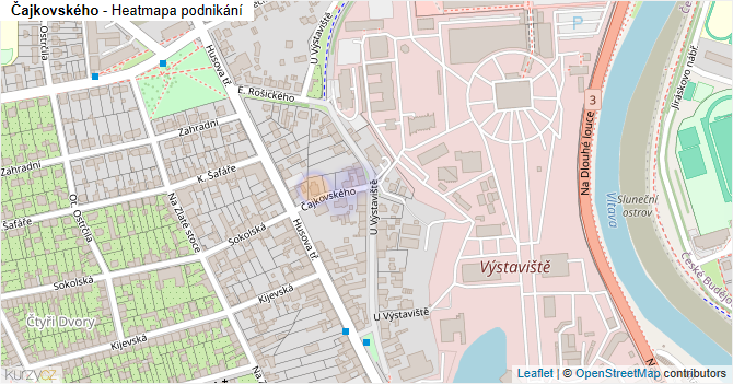 Čajkovského - mapa podnikání
