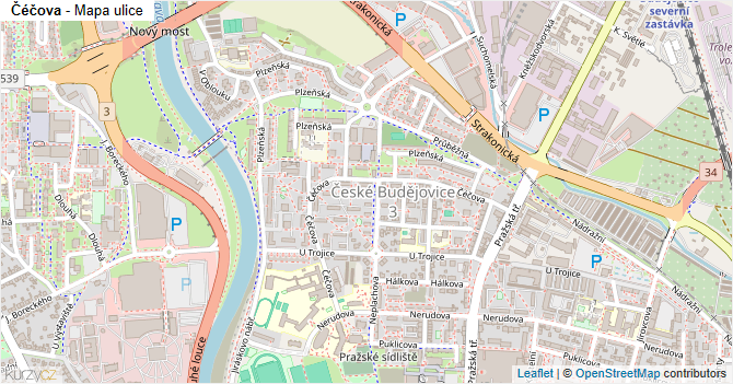 Čéčova - mapa ulice