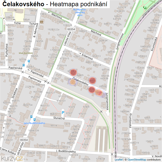 Mapa Čelakovského - Firmy v ulici.