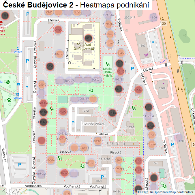 Mapa České Budějovice 2 - Firmy v části obce.