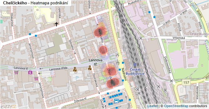 Chelčického - mapa podnikání