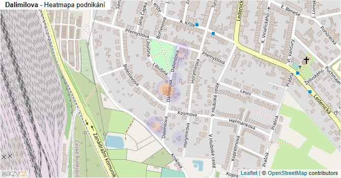 Dalimilova - mapa podnikání