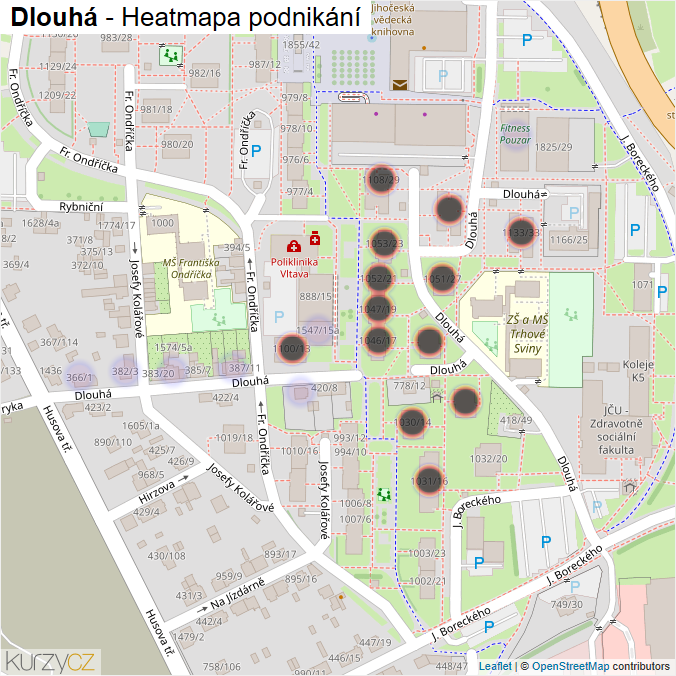 Mapa Dlouhá - Firmy v ulici.