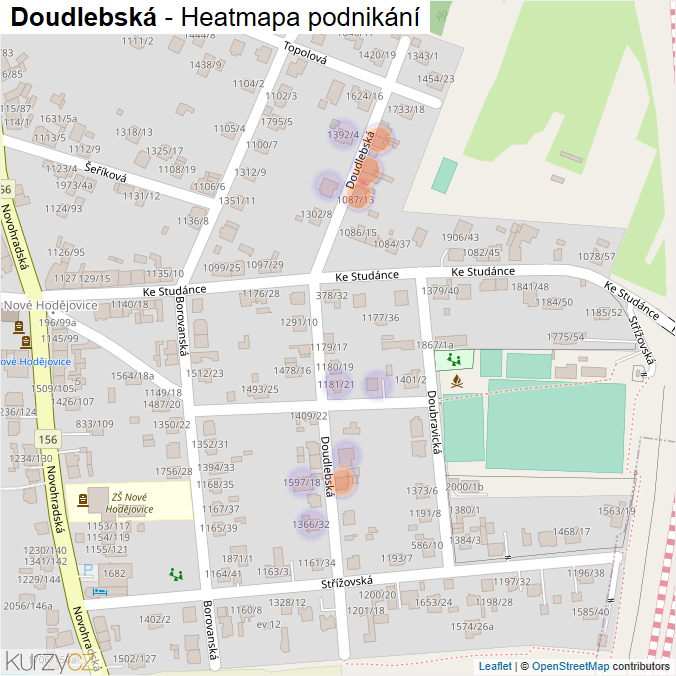 Mapa Doudlebská - Firmy v ulici.