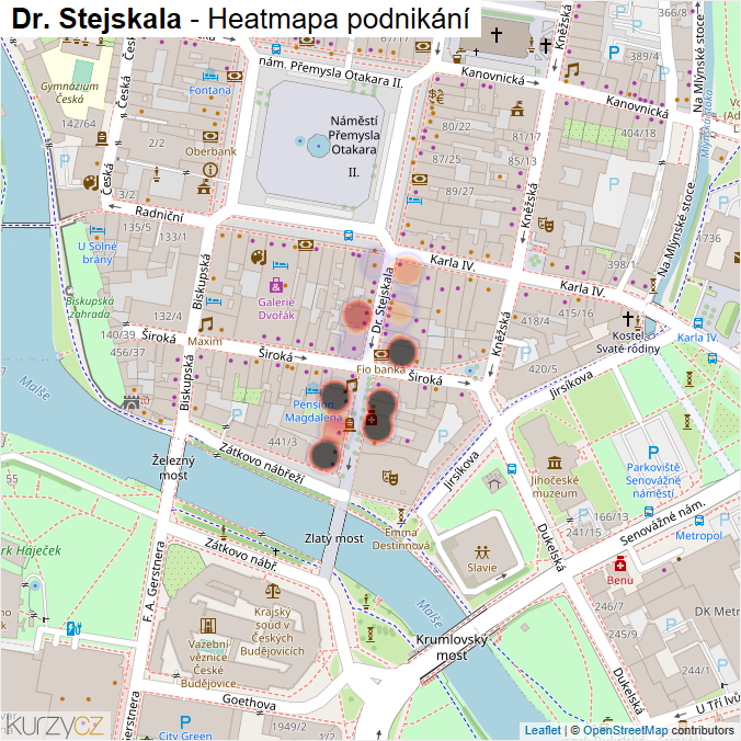 Mapa Dr. Stejskala - Firmy v ulici.