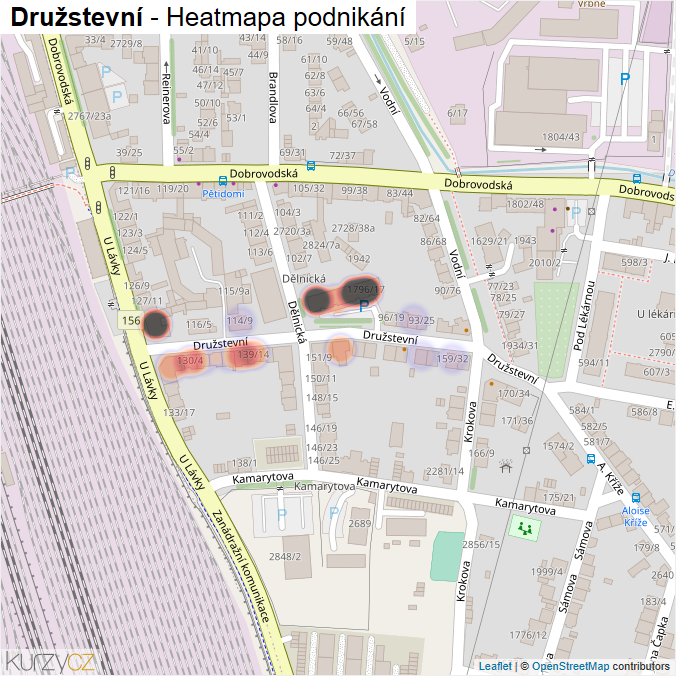 Mapa Družstevní - Firmy v ulici.