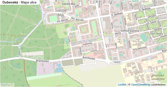 Dubenská - mapa ulice