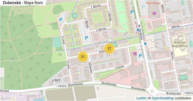 Dubenská - mapa firem