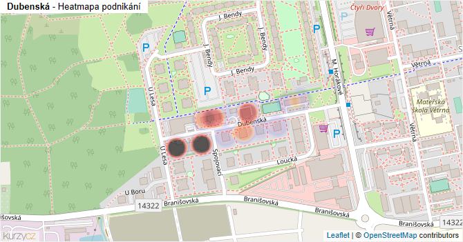 Dubenská - mapa podnikání