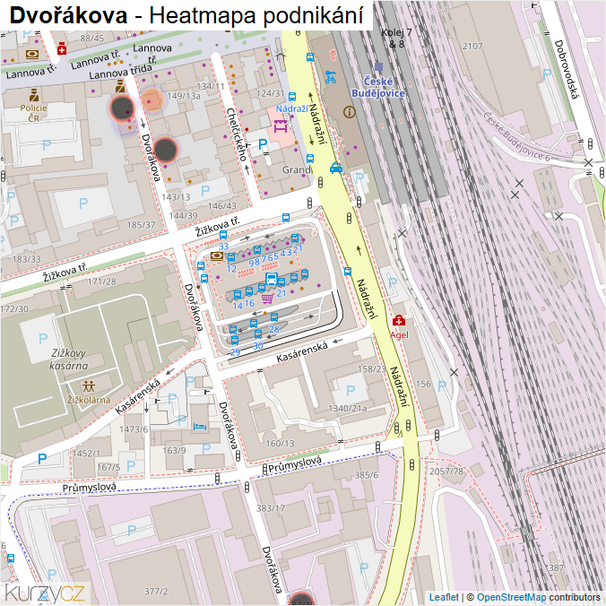 Mapa Dvořákova - Firmy v ulici.