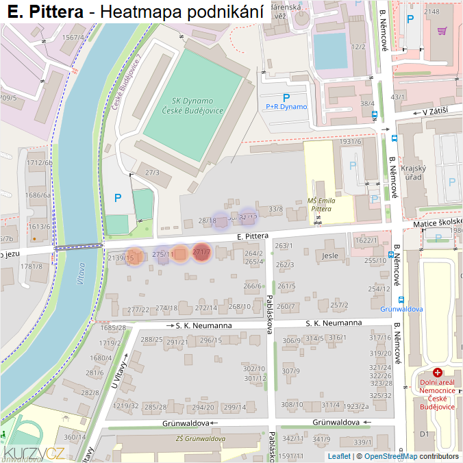 Mapa E. Pittera - Firmy v ulici.