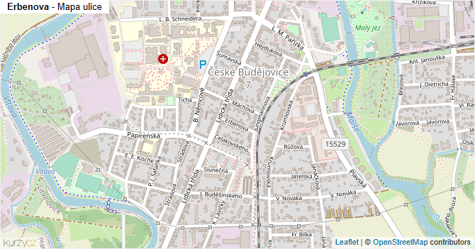 Erbenova - mapa ulice