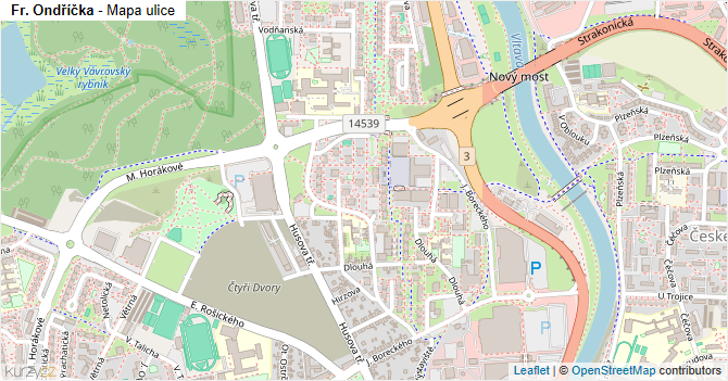 Fr. Ondříčka - mapa ulice