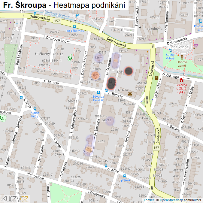 Mapa Fr. Škroupa - Firmy v ulici.