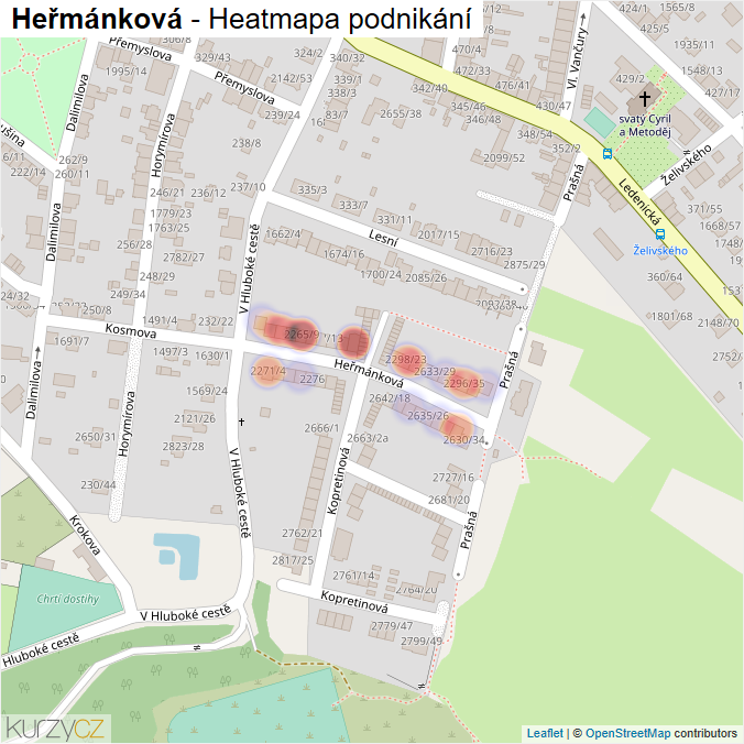 Mapa Heřmánková - Firmy v ulici.