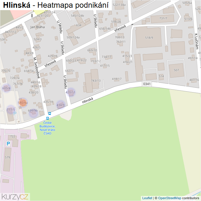 Mapa Hlinská - Firmy v ulici.