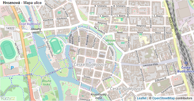 Hroznová - mapa ulice