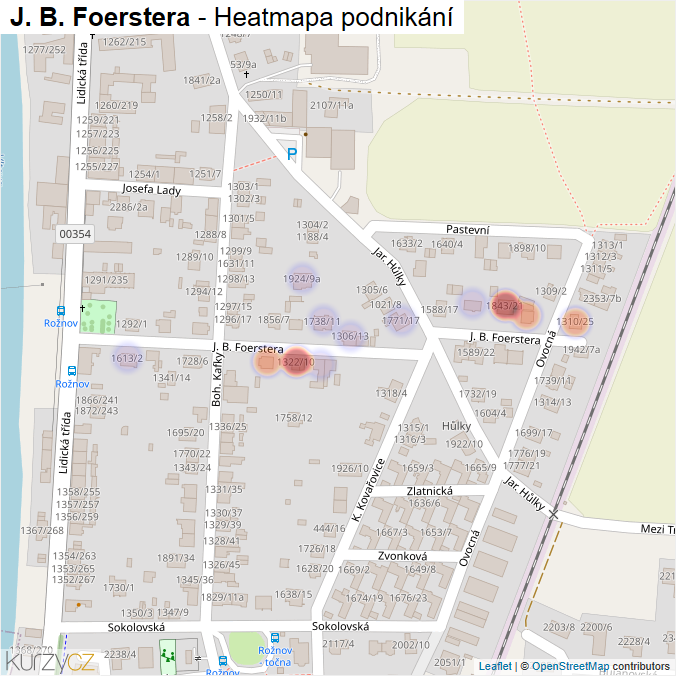 Mapa J. B. Foerstera - Firmy v ulici.