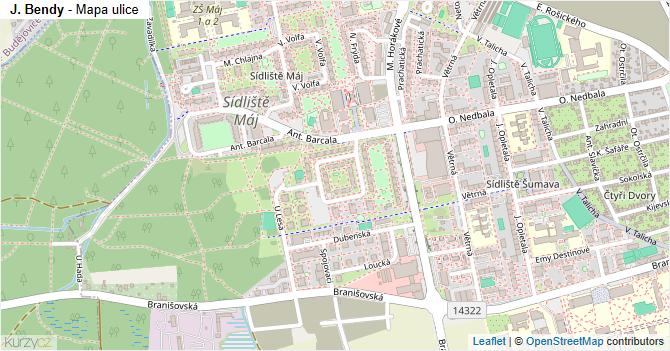 J. Bendy - mapa ulice